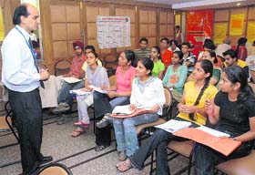 Students attend a counselling session during Career Fest-2008 held at Sector 43, Chandigarh