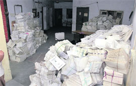 Course material gathers dust at Punjab Bhawan in Ludhiana.