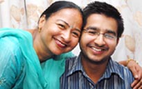 Harpreet Singh with his mother