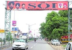 Hoardings of the Students Organisation of India (SOI) have come up on the Sirhind road in Patiala