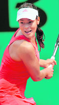 Serbias Ana Ivanovic returns the ball to Czech player Petra Cetkovska during the fourth round of the French Open, at Roland Garros, in Paris, Sunday.