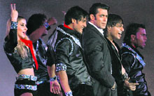 Salman Khan performs before the start of the IPL T20 final match at the D Y Patil Sports Stadium at Nerul, in Mumbai on Sunday.