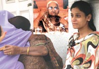 The grieving relatives of Hanslata Maheswari (inset) who was found murdered at her residence in South Delhi on Sunday.