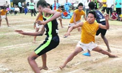 Puducherry and Manipur boys vie for victory on the final day of the 21st Junior National Atya Patya Championship at St Joseph's School Complex in Chandigarh
