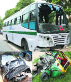 Meanwhile, a private bus hit an auto and a car in the R.K Puram area in New Delhi. A woman died and the auto driver was seriously injured.