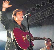 Mohit Chauhan of the Silk Route group performs during the International Summer Festival at Shimla on Wednesday. 