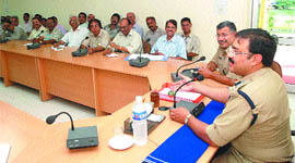 SSP Arpit Shukla during a meeting with the representatives of various banks in Jalandhar.