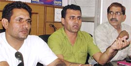 Gujjar leader Narinder Chaudhary addresses a press conference in Ludhiana on Wednesday