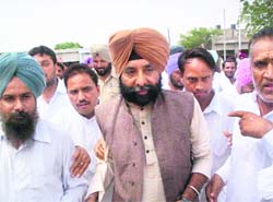 Member of the Central Working Committee of the Congress Jagmeet Brar walks out of the state-level rally of the party at Moga on Thursday. 