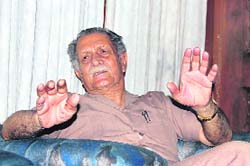Major-General J.S.Jamwal makes a point during an interview with The Tribune.