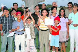 Winners and runners-up of the Chandigarh Junior and Sub-junior Golf Championship with CJA president C.S.R. Reddy at the CJA Golf Range on Friday.