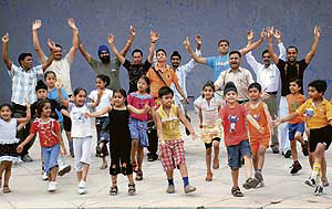 Children learn bhangra at a folk dance workshop, organised by the Indian Council for Child Welfare, at Bal Bhawan, Sector 30, Chandigarh, on Sunday.