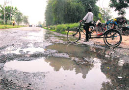 The potholed roads in Sectors 34.