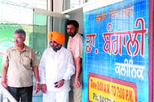 Members of the Chandigarh-based Board of Ayurvedic and Unani Systems of Medicine conduct search at a clinic in Jalandhar on Sunday. 