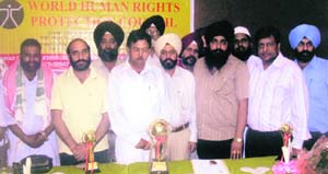 World Human Rights Protection Council president Avtar Singh along with other members took oath after its unit was opened in Ludhiana on Sunday.