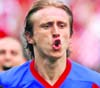 Croatian midfielder Luka Modric celebrates after scoring a penalty during their Euro 2008 Group B match against Austria on Sunday at Ernst-Happel stadium in Vienna, Austria. 