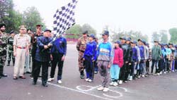 GET SET GO: Governor VS Kokje flags off the 100-km-trek from the Kalyani helipad. 