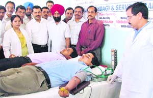 Salaam Zindagi, a city-based NGO, held a blood donation camp in Ludhiana on Tuesday. 