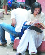 Students fill-in addmission forms at Delhi University