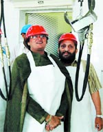 Delhi Mayor Arti Mehra visits the newly constructed slaughterhouse at Ghazipur in New Delhi 
