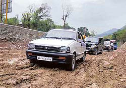 The main road leading to the cave shrine of Mata Vaishno Devi is in a shambles. 