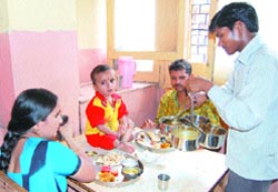 A family savours all-vegetarian delicacies at Marwari Dhaba in Amritsar 