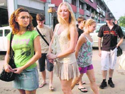 Members of Igor Moiseyev Ballet arrive at a hotel in Sector 35, Chandigarh, on Friday. 