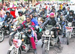 Members of Team-456 begain their mission from Sector- 17 in Chandigarh, on Friday. 