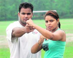 Amandeep Kaur with her trainer, Ram.