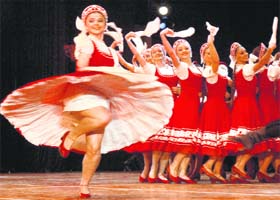 Artistes of IGVR Moisevev ballet from Russia perform at a dance festival at Indradhanush Auditorium in Sector 5, Panchkula