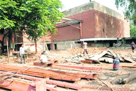 The ongoing renovation work at Tagore Theatre in Sector 18, Chandigarh