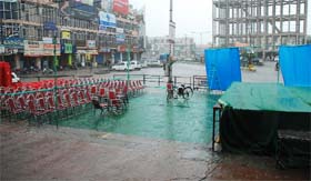 Heavy rains cancelled a public meeting of SAD chief Sukhbir Singh Badal in Bathinda