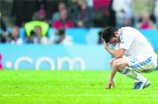 Greece's Vassilis Torosidis reacts after their Group D Euro 2008 soccer match against Russia at the Wals-Siezenheim stadium in Salzburg on Saturday. 