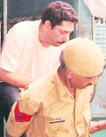 ACP Rajbir murder case accused Vijay Bhardwaj being produced by the police in the CBI court in Ambala on Monday.