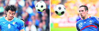 Italian forward Luca Toni (L) and French midfielder Franck Ribery will play pivotal roles when their teams meet in a decider for the last quarterfinal spot from Group C on Tuesday.