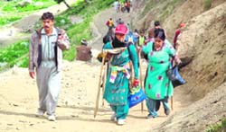 Hindu devotees on way to the Amarnath cave