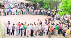 Students queue outside the Punjab School Education Board depot in Ludhiana
