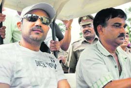 India's star batsman Virender Sehwag at a cricket academy in  Dehra Dun.