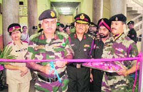 Brig S.S.Jaitawat, deputy director, Medical Services, 9 Corps, inaugurating a new ward at 166 Military Hospital at Satwari cantonment in Jammu