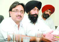 Mayor Rakesh Rathour addresses a press conference in Jalandhar