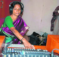 Girja, a resident of the Nungambakkam slum, who has helped in creating some of the programmes of the MOP radio station