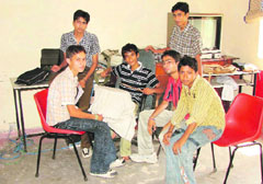 Rahul (in black T-shirt) with other students of the Kristina Makara RTI Vidyapeeth's theatre group.