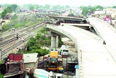 The Domoria overbridge on which approach roads have been completed but the work on span is still to be undertaken.