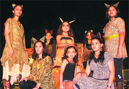 Children and youngsters perform on stage during a summer camp organised by Satluj Club in Ludhiana on Monday.