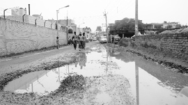 A newly built road is already in a bad shape in Zirakpur.