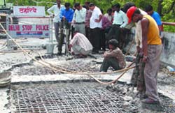 The Janakpuri District Centre flyover being repaired