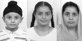 Jaskaran, Manpreet and Gurinder Kaur, who died at Hemkund Sahib