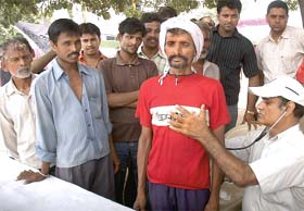 Patients being examined during a drug de-addiction camp at Industrial Area, Phase I, Chandigarh