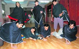 Pakistani and Indian artistes at the rehersal of play Moran, soulmate of Maharaja Ranjit Singh