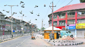 The eerie face of Srinagar on Friday. 